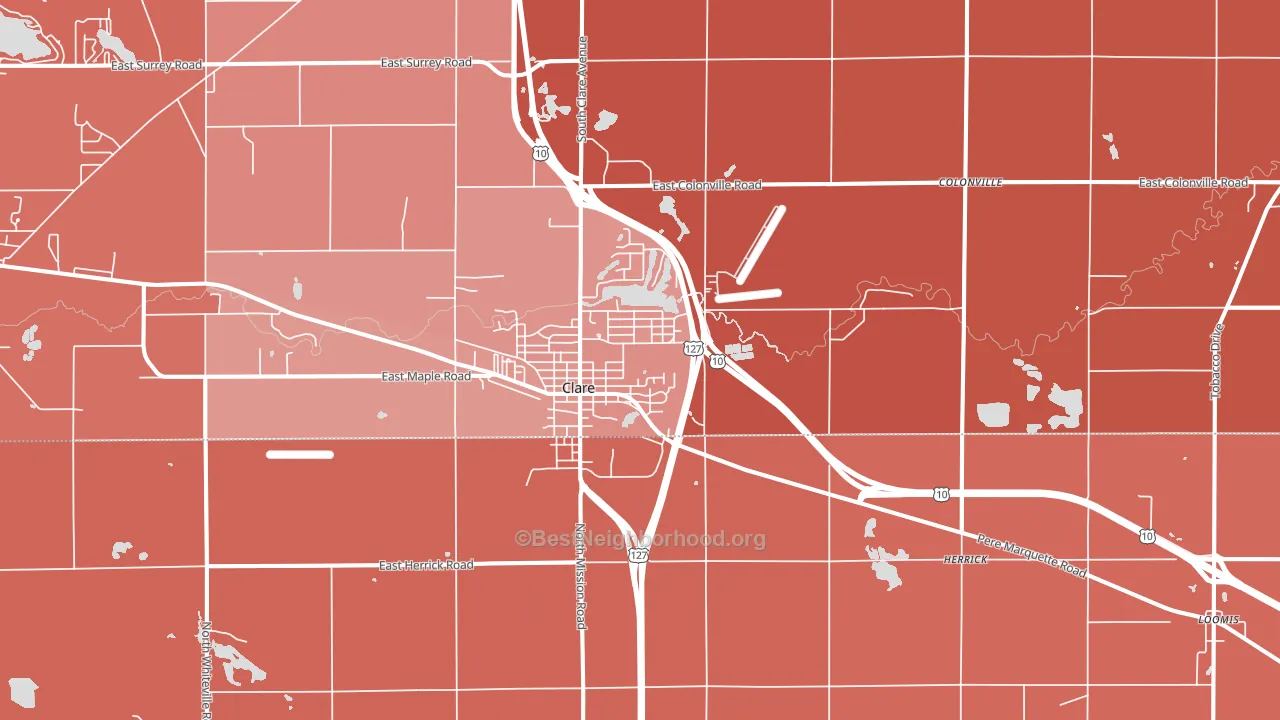Clare, MI block-group political-lean map