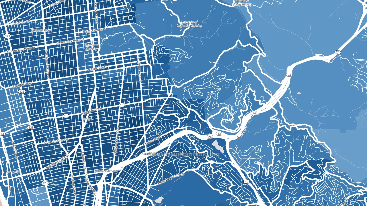 Claremont, Berkeley, CA block-group political-lean map