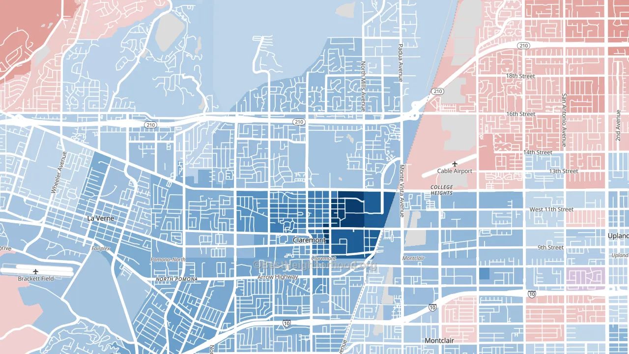 Claremont, CA block-group political-lean map