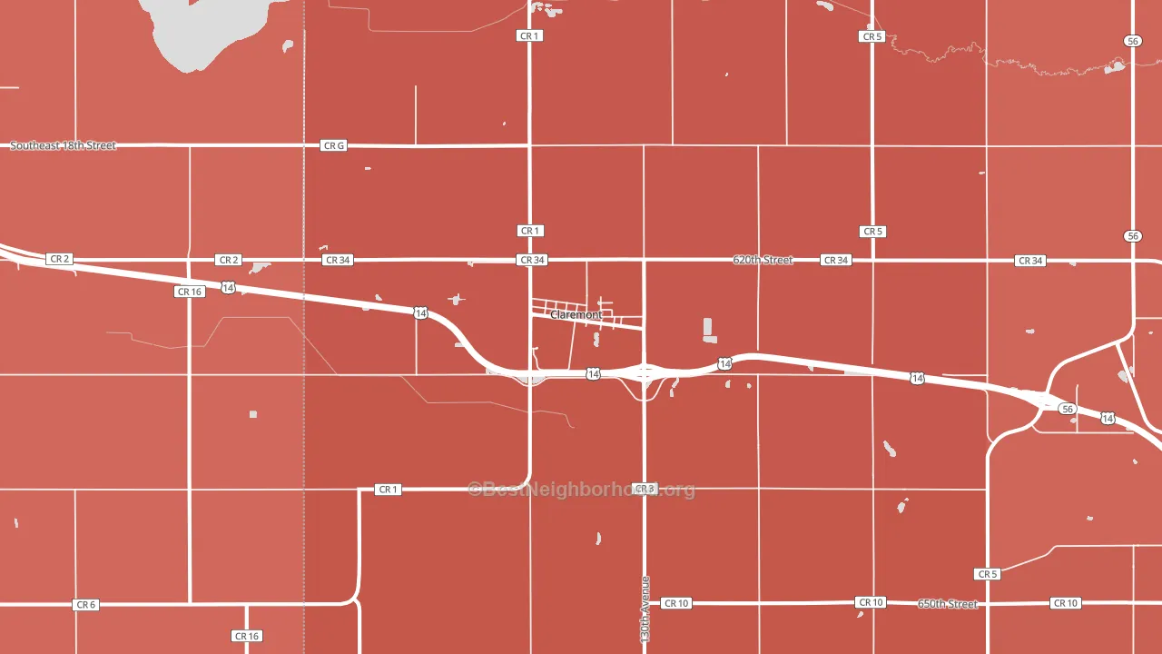 Claremont, MN block-group political-lean map