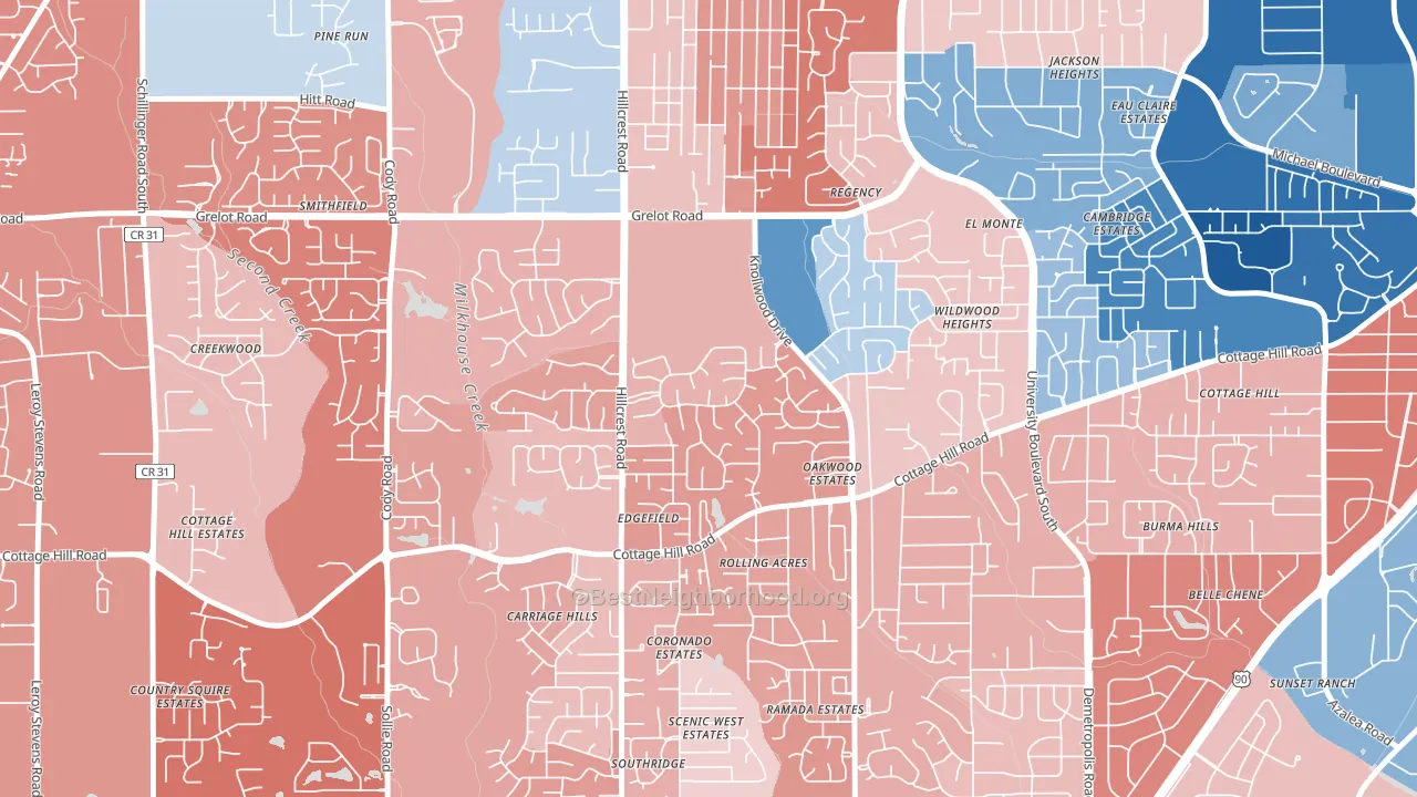 Claremont, Mobile, AL block-group political-lean map
