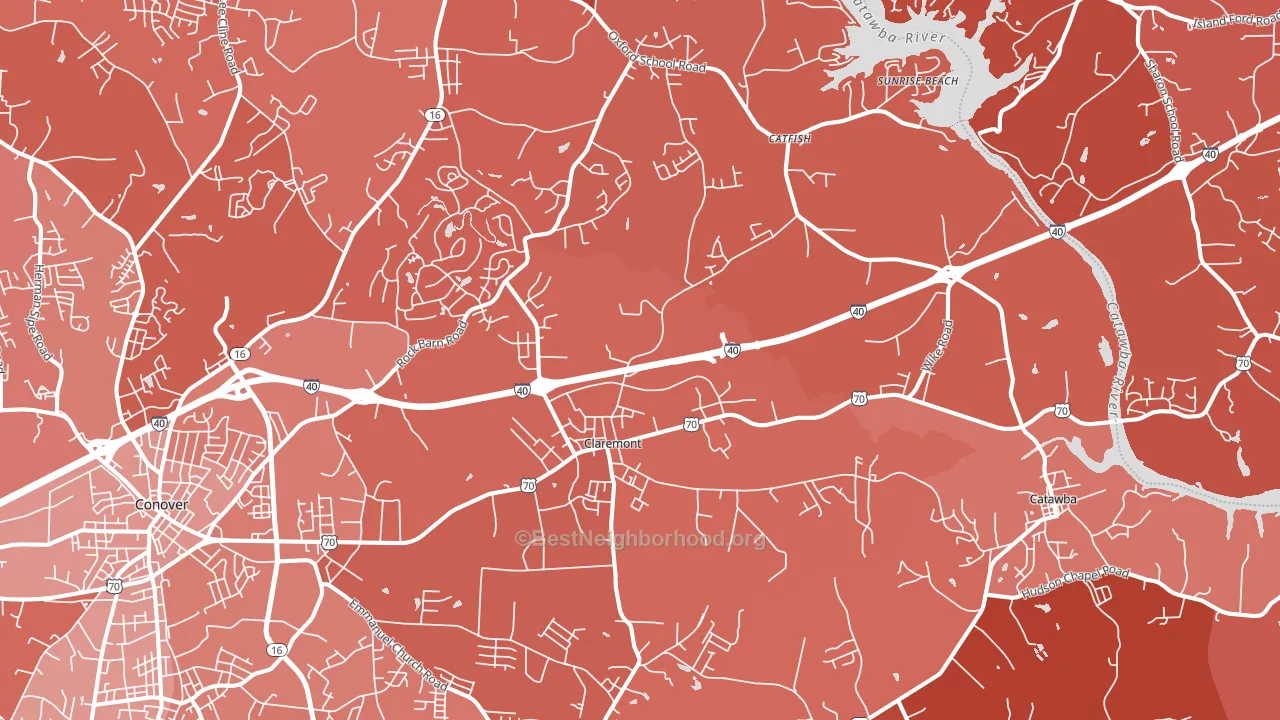 Claremont, NC block-group political-lean map