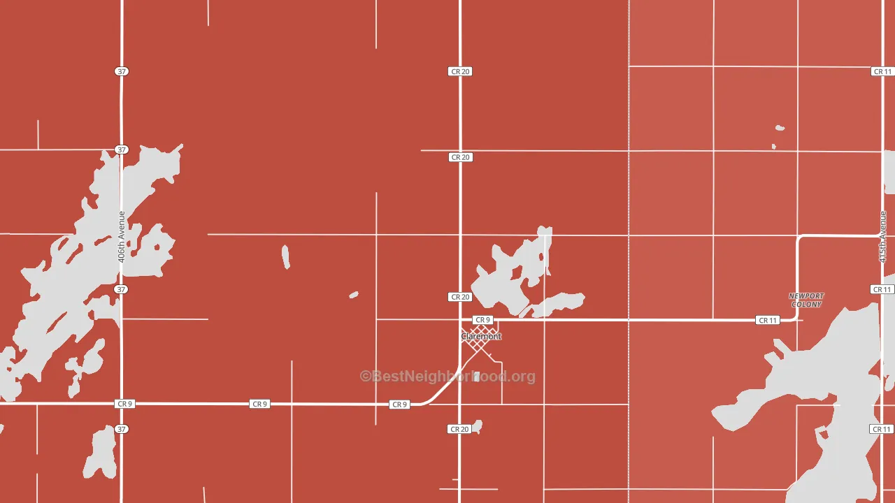 Claremont, SD block-group political-lean map