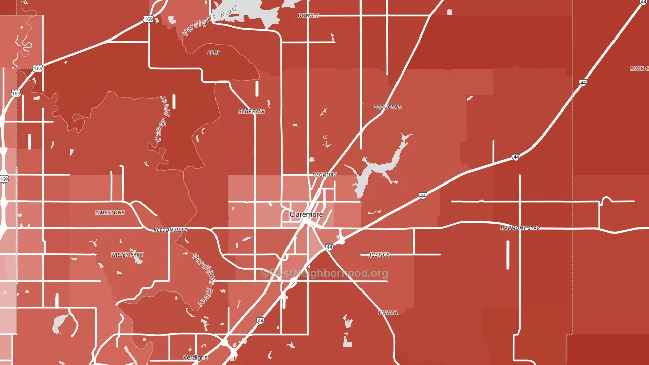 Claremore, OK block-group political-lean map