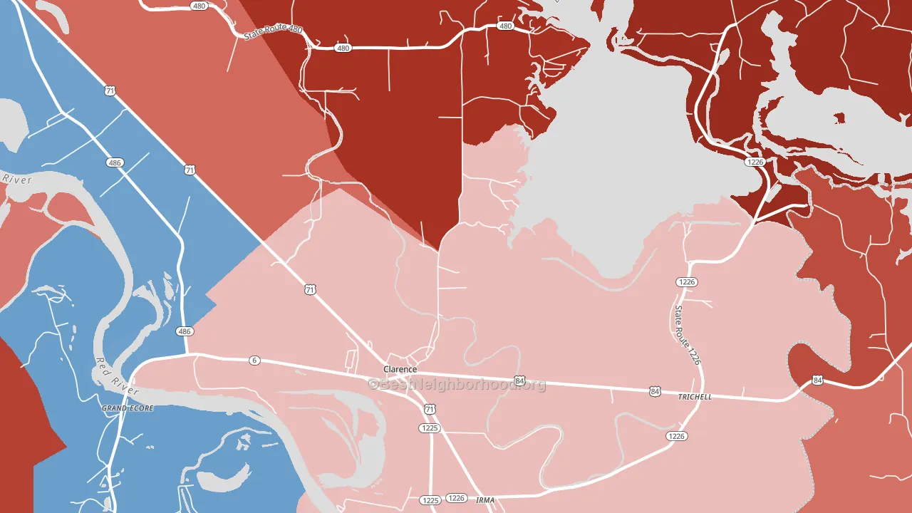 Clarence, LA block-group political-lean map
