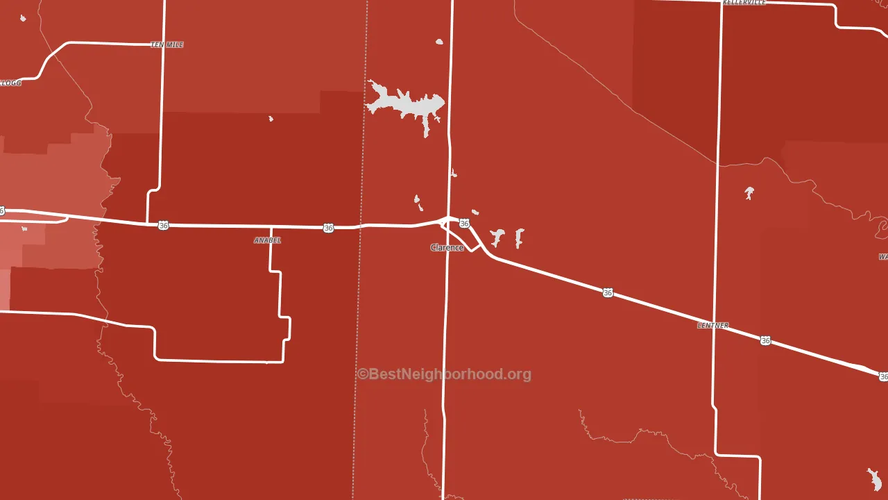 Clarence, MO block-group political-lean map