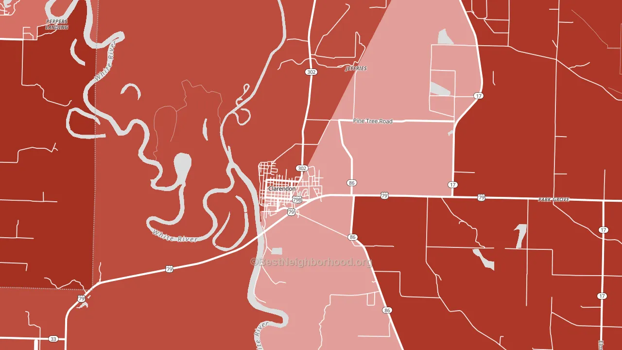 Clarendon, AR block-group political-lean map