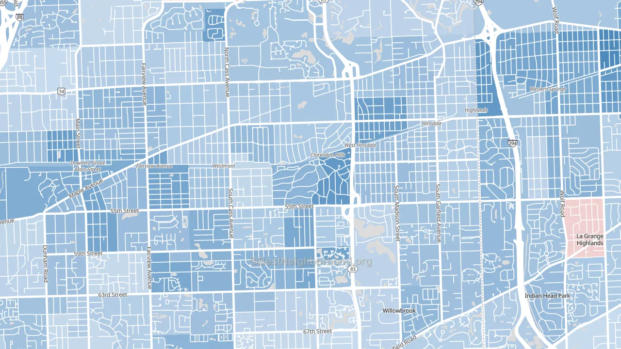 Clarendon Hills, IL block-group political-lean map