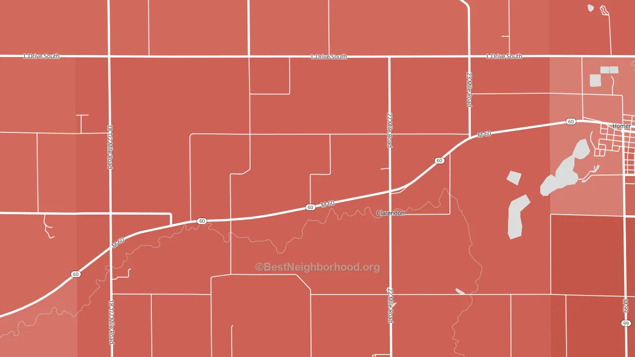 Clarendon, MI block-group political-lean map