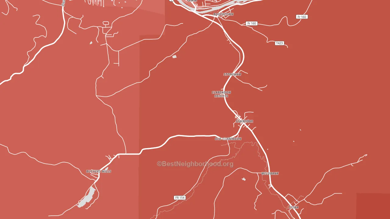 Clarendon, PA block-group political-lean map