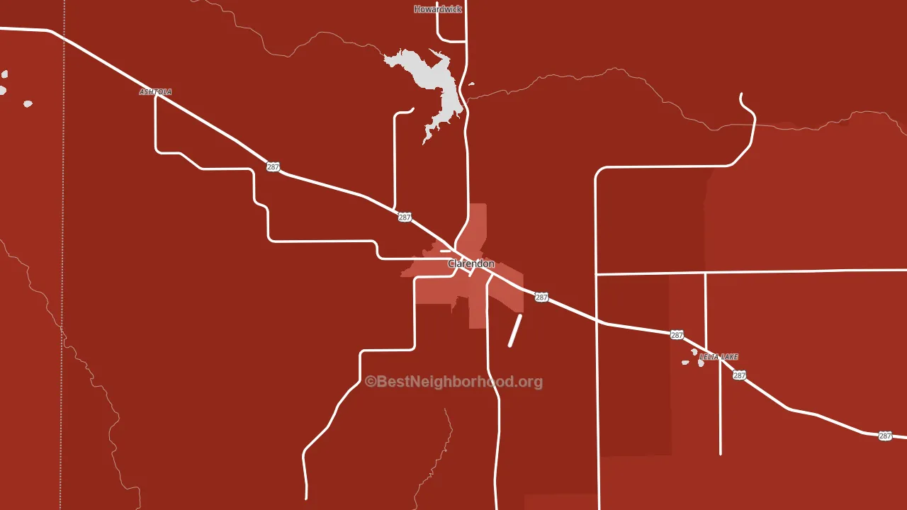 Clarendon, TX block-group political-lean map