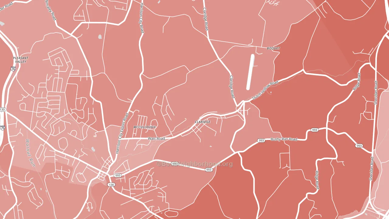 Claridge, PA block-group political-lean map