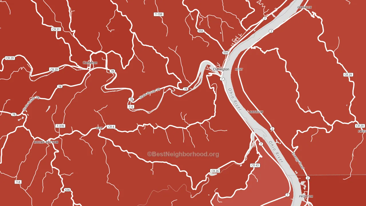 Clarington, OH block-group political-lean map