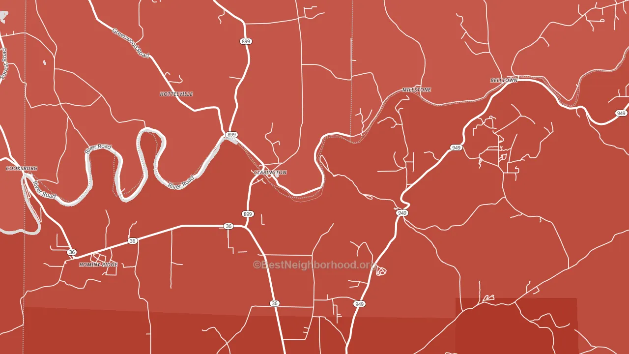 Clarington, PA block-group political-lean map