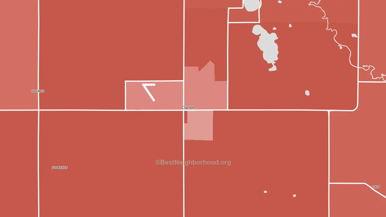 Clarion, IA block-group political-lean map