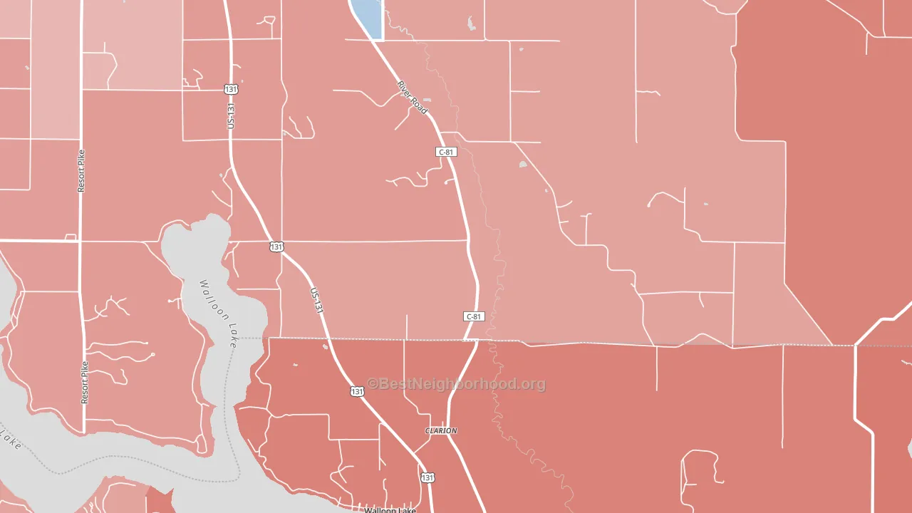 Clarion, MI block-group political-lean map