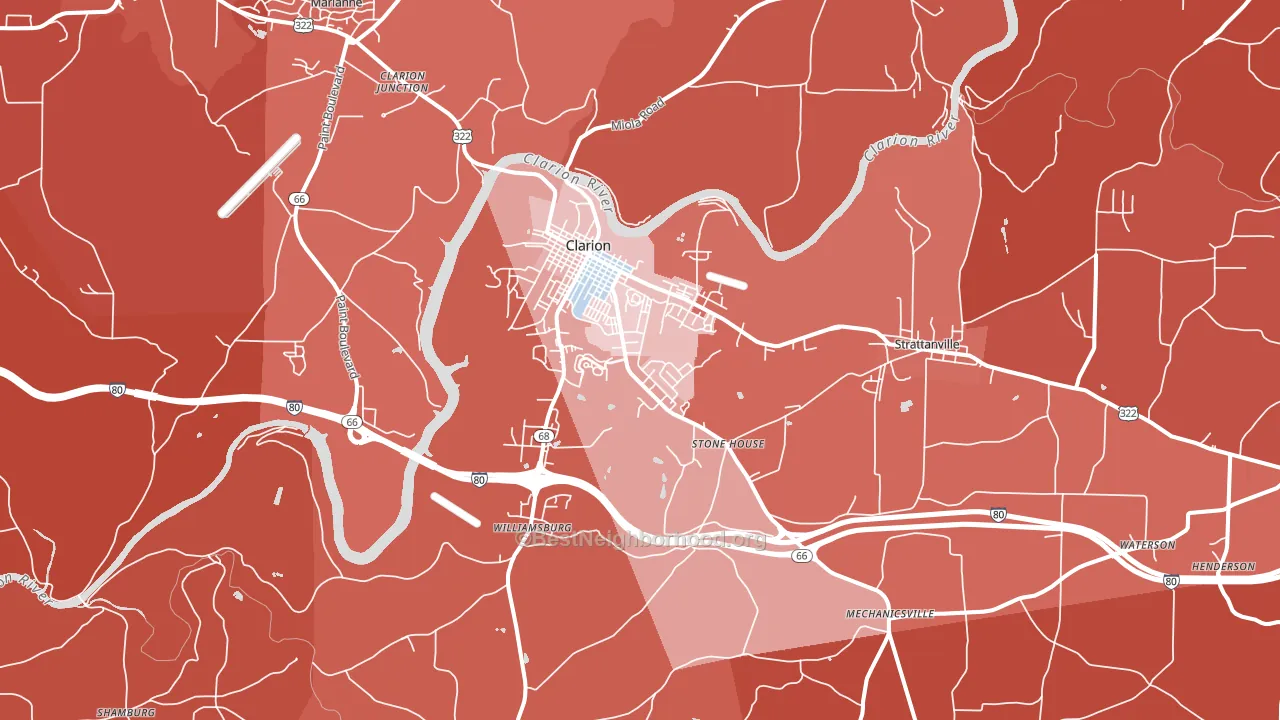Clarion, PA block-group political-lean map