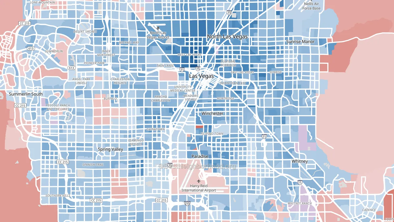 Clark County, NV block-group political-lean map
