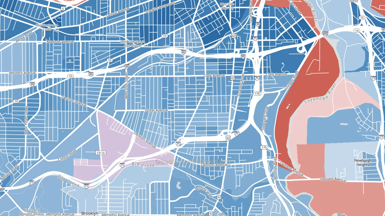 Clark-Fulton, Cleveland, OH block-group political-lean map