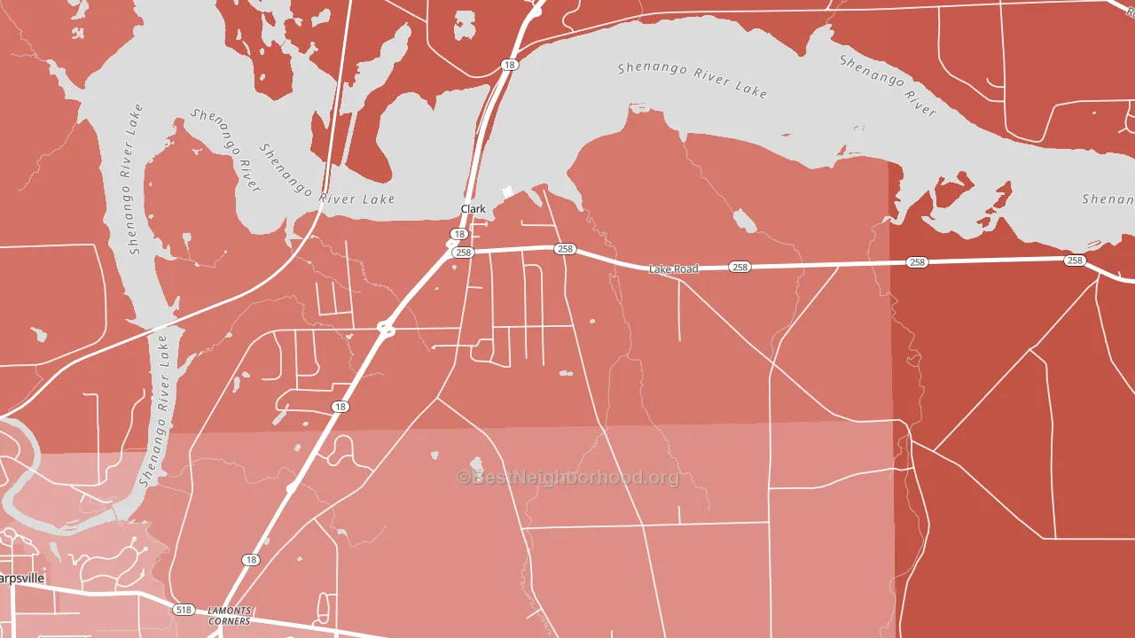 Clark, PA block-group political-lean map