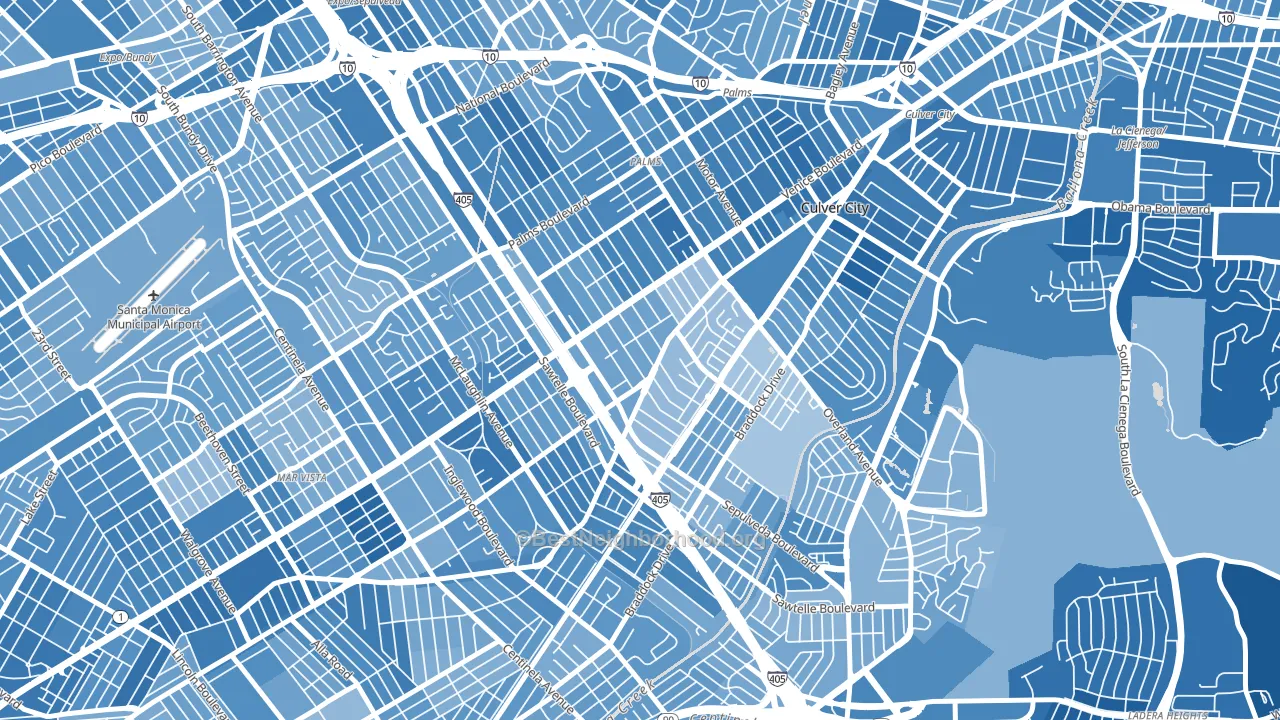 Clarkdale, Culver City, CA block-group political-lean map