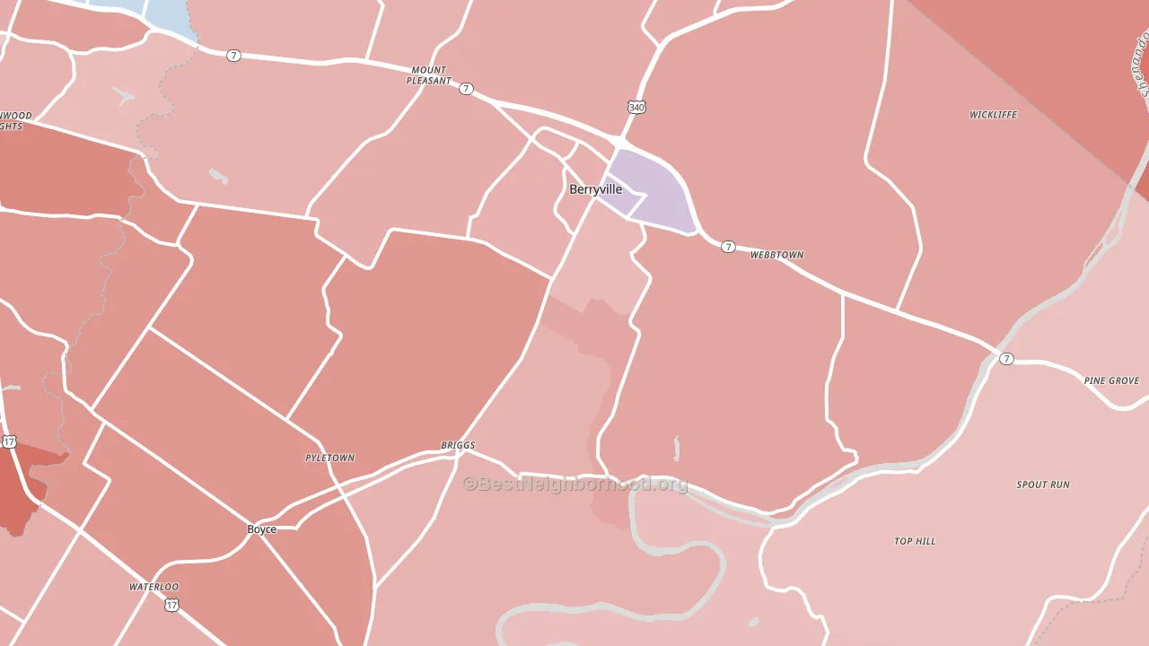 Clarke County, VA block-group political-lean map