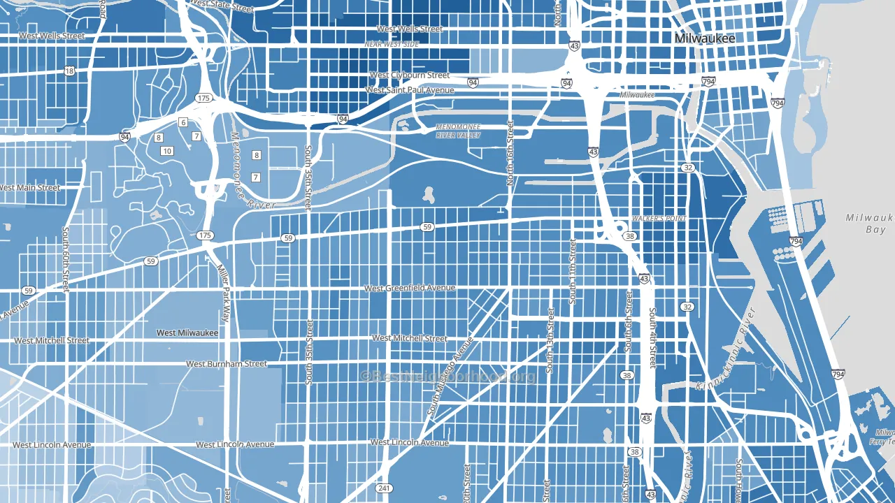 Clarke Square, Milwaukee, WI block-group political-lean map