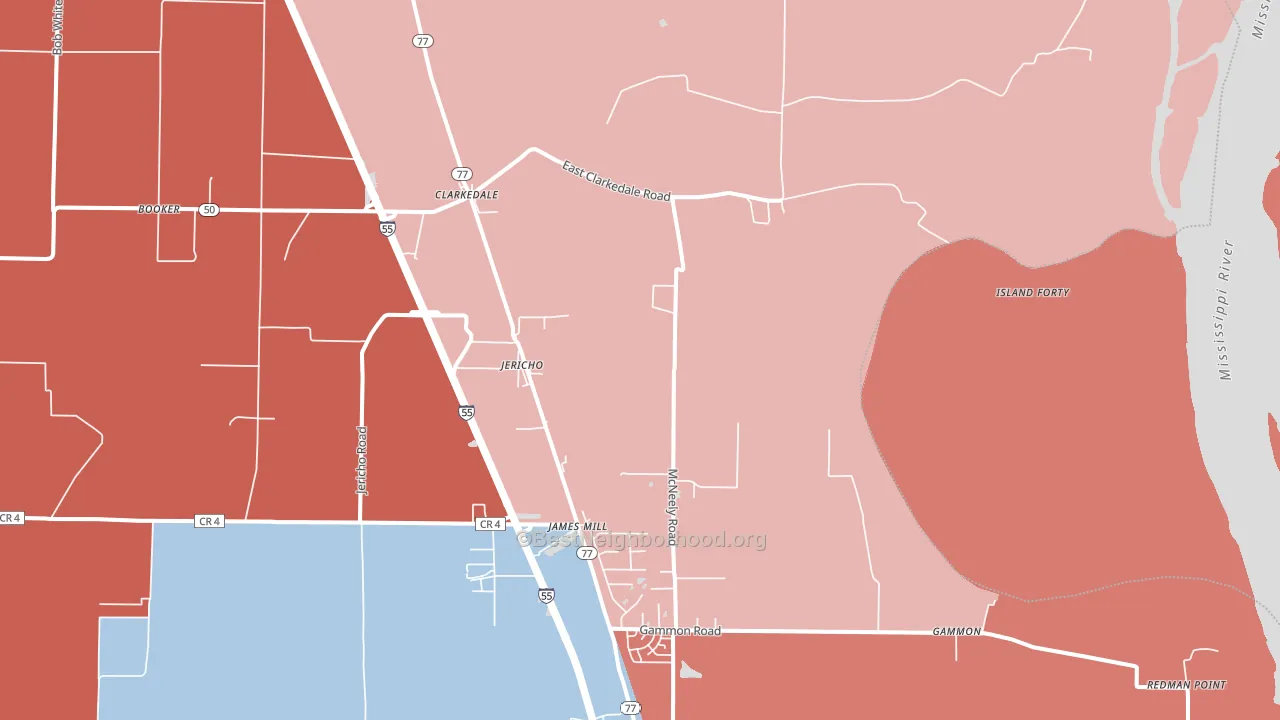 Clarkedale, AR block-group political-lean map