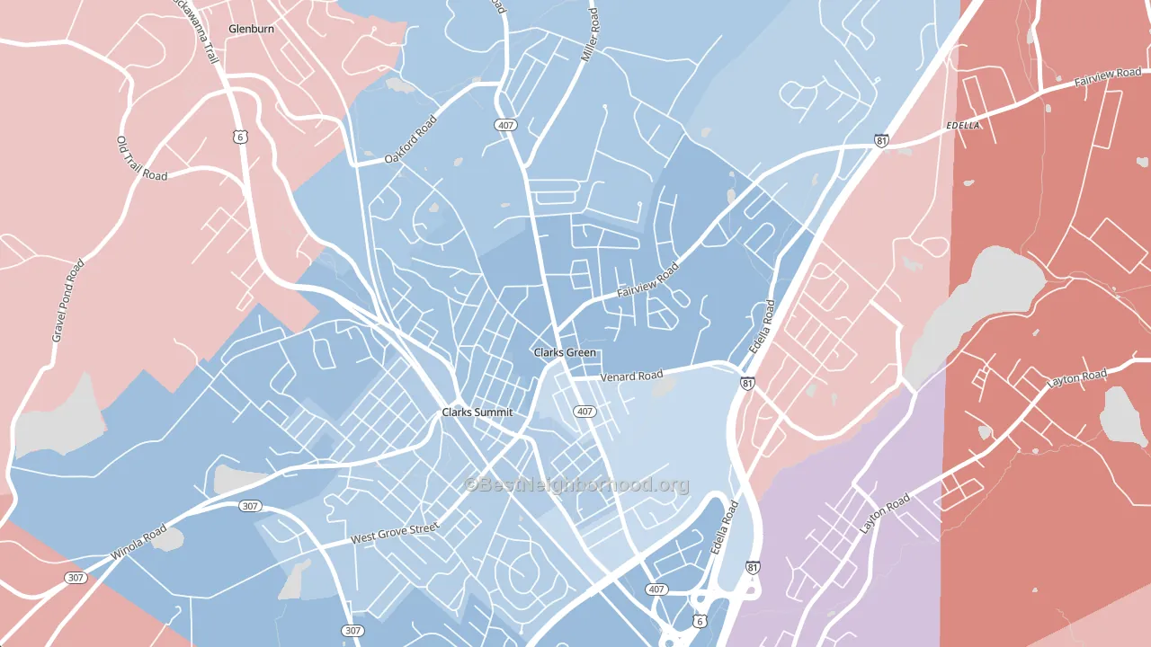 Clarks Green, PA block-group political-lean map