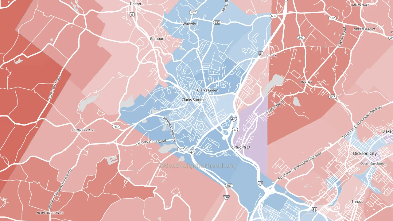 Clarks Summit, PA block-group political-lean map