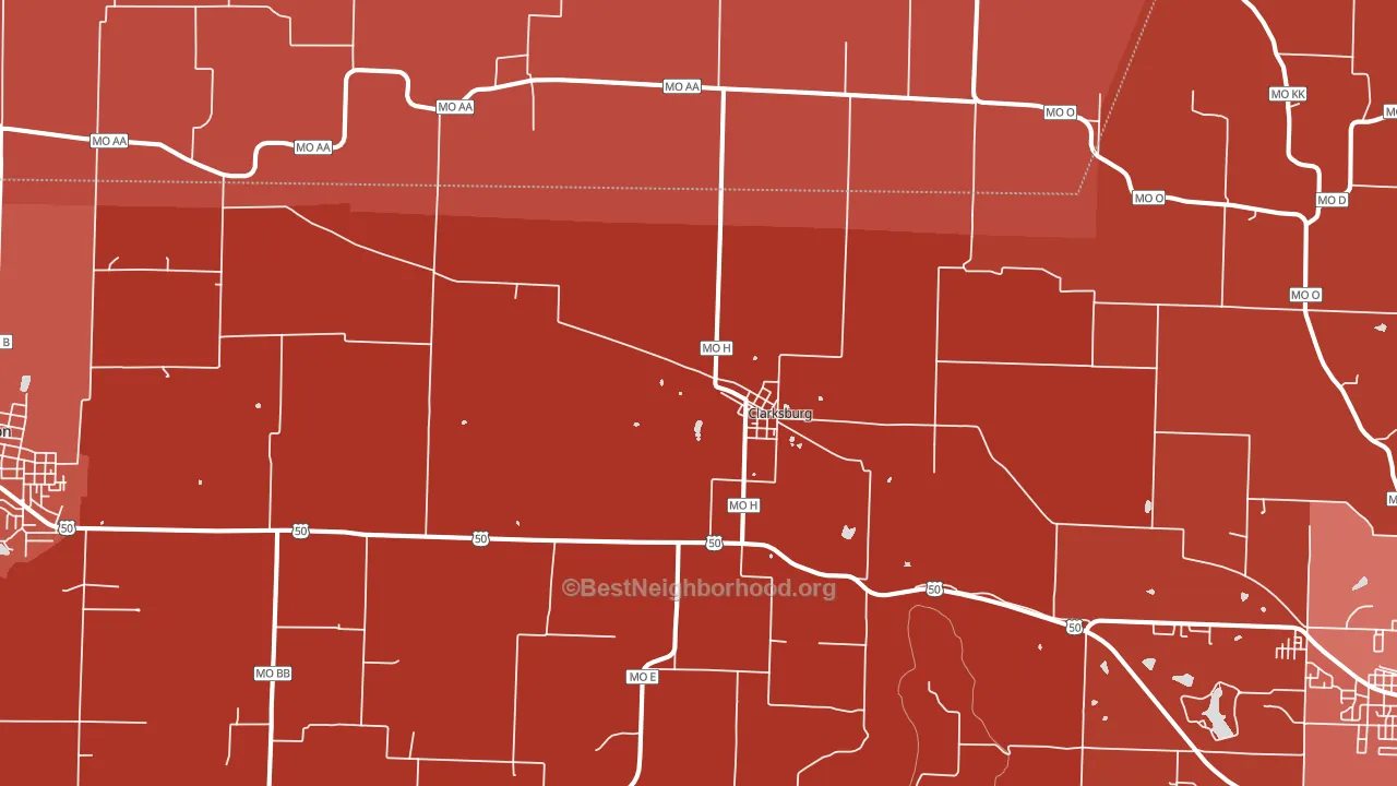 Clarksburg, MO block-group political-lean map