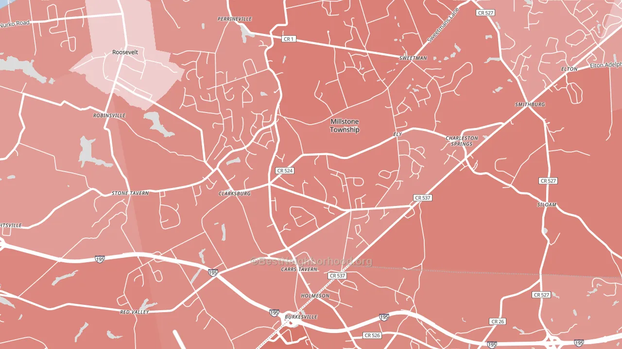 Clarksburg, NJ block-group political-lean map