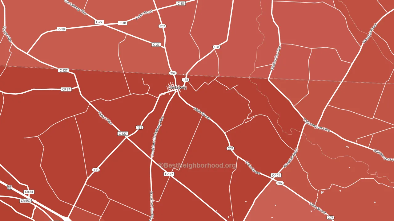 Clarksburg, OH block-group political-lean map