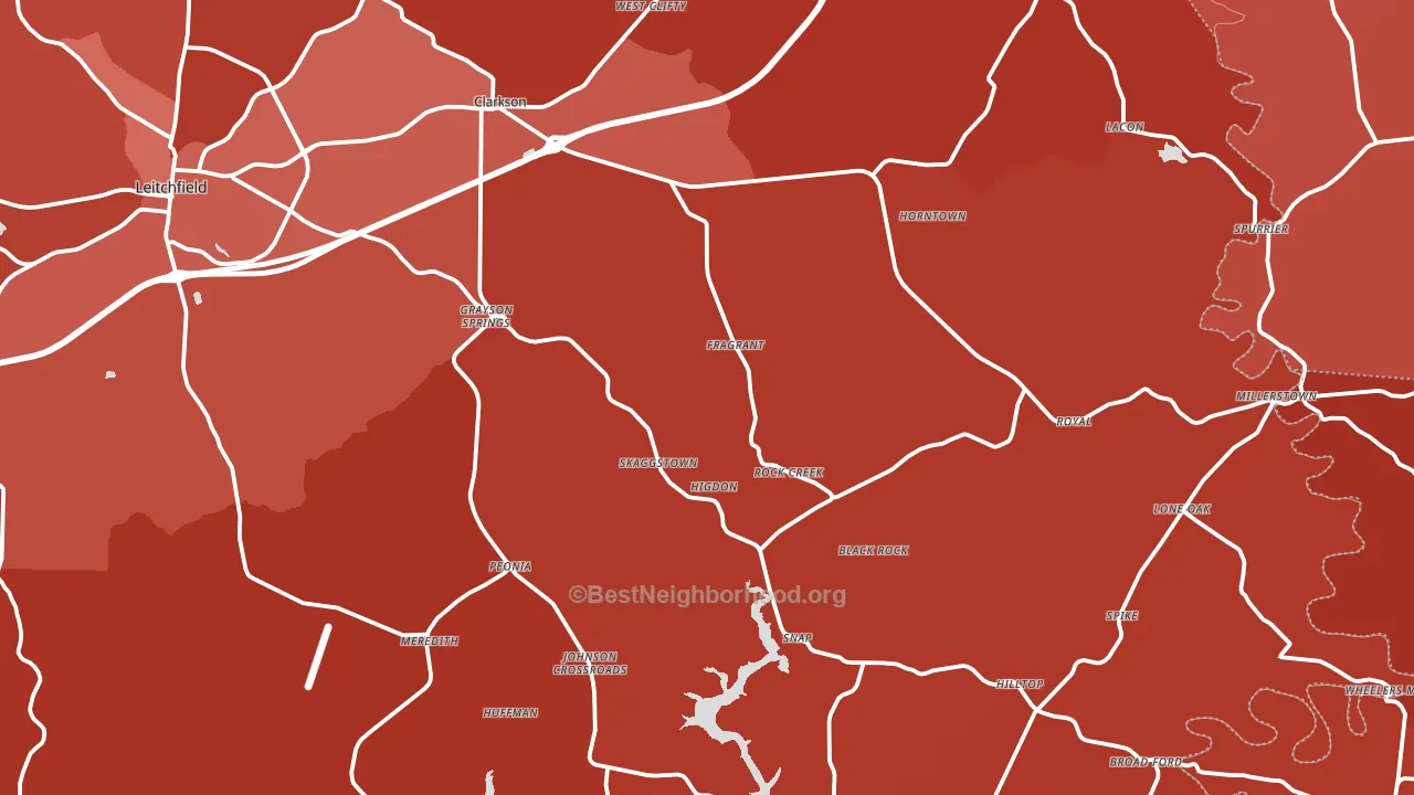 Clarkson, KY block-group political-lean map