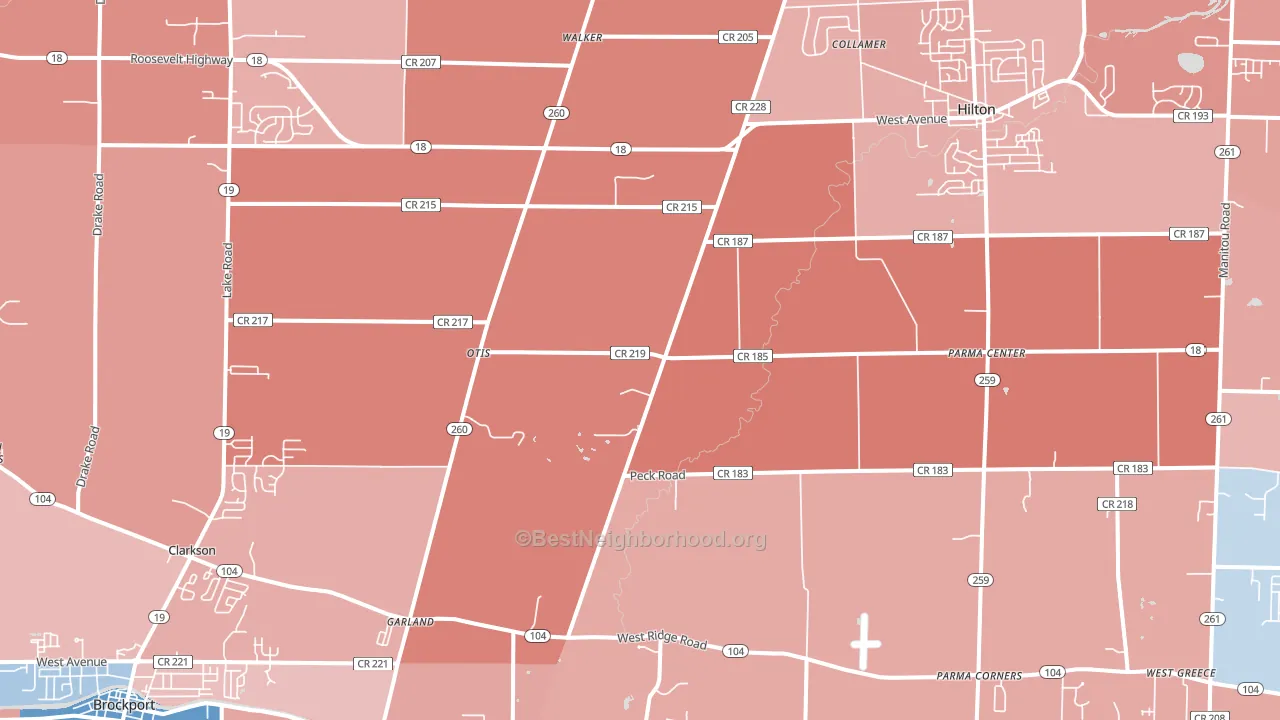 Clarkson, NY block-group political-lean map