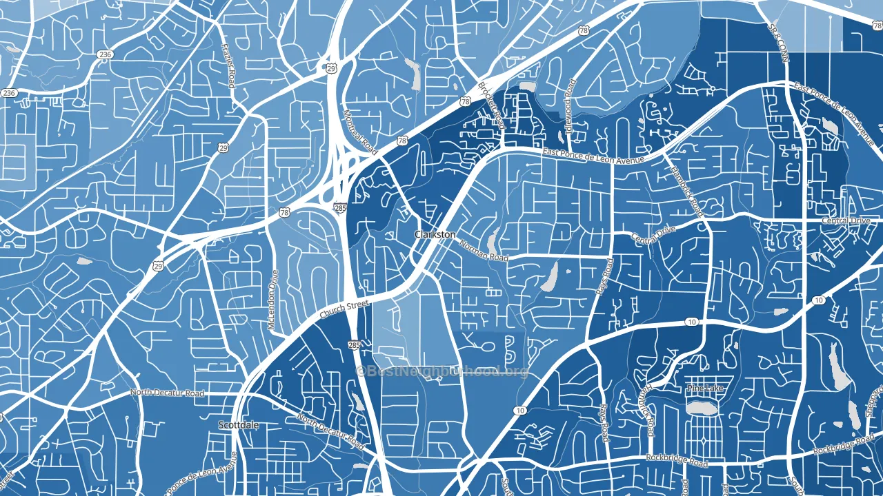 Clarkston, GA block-group political-lean map