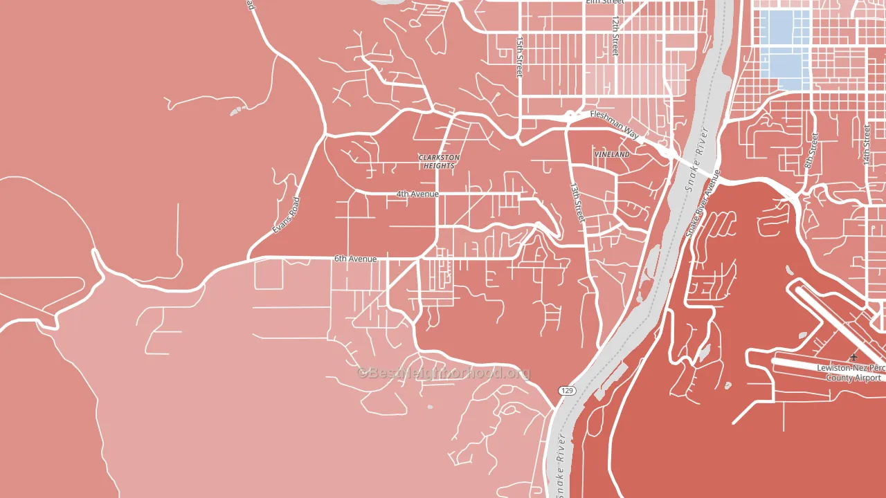 Clarkston Heights-Vineland, WA block-group political-lean map