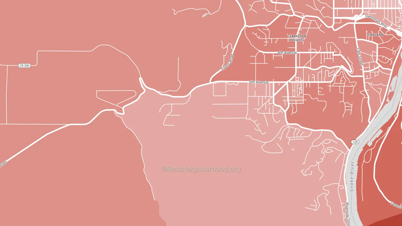 Clarkston Heights, WA block-group political-lean map