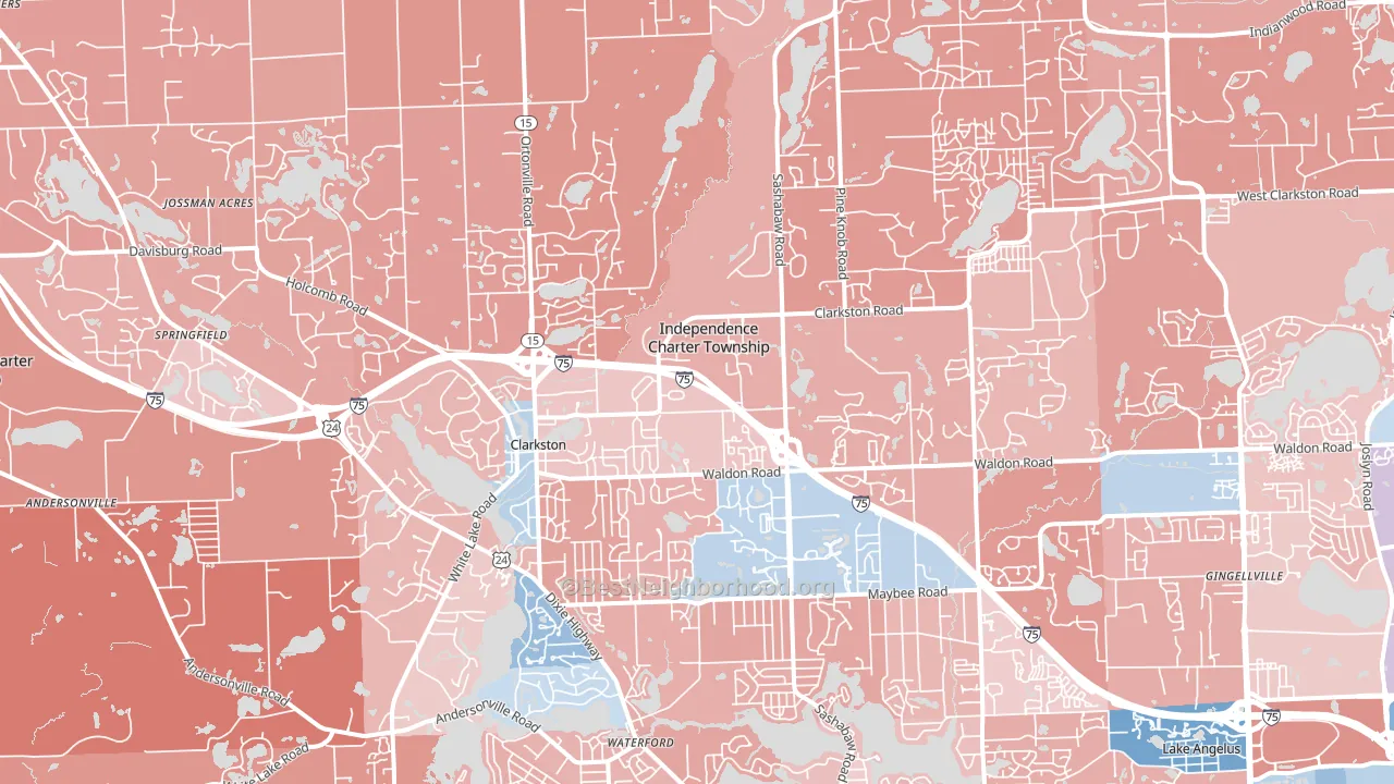 Clarkston, MI block-group political-lean map