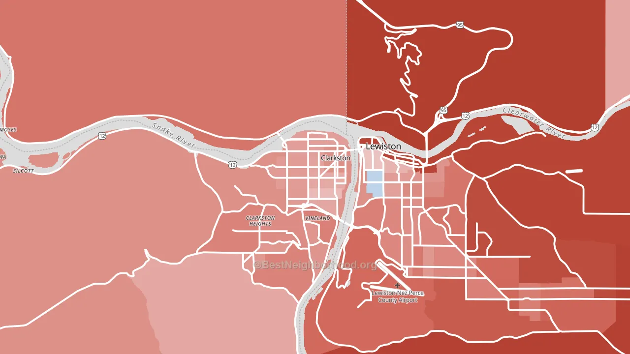 Clarkston, WA block-group political-lean map