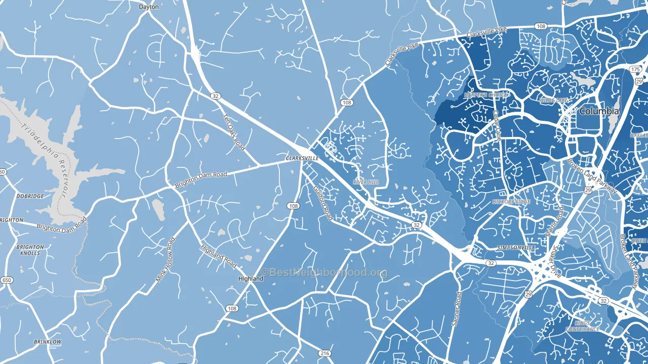 Clarksville, MD block-group political-lean map