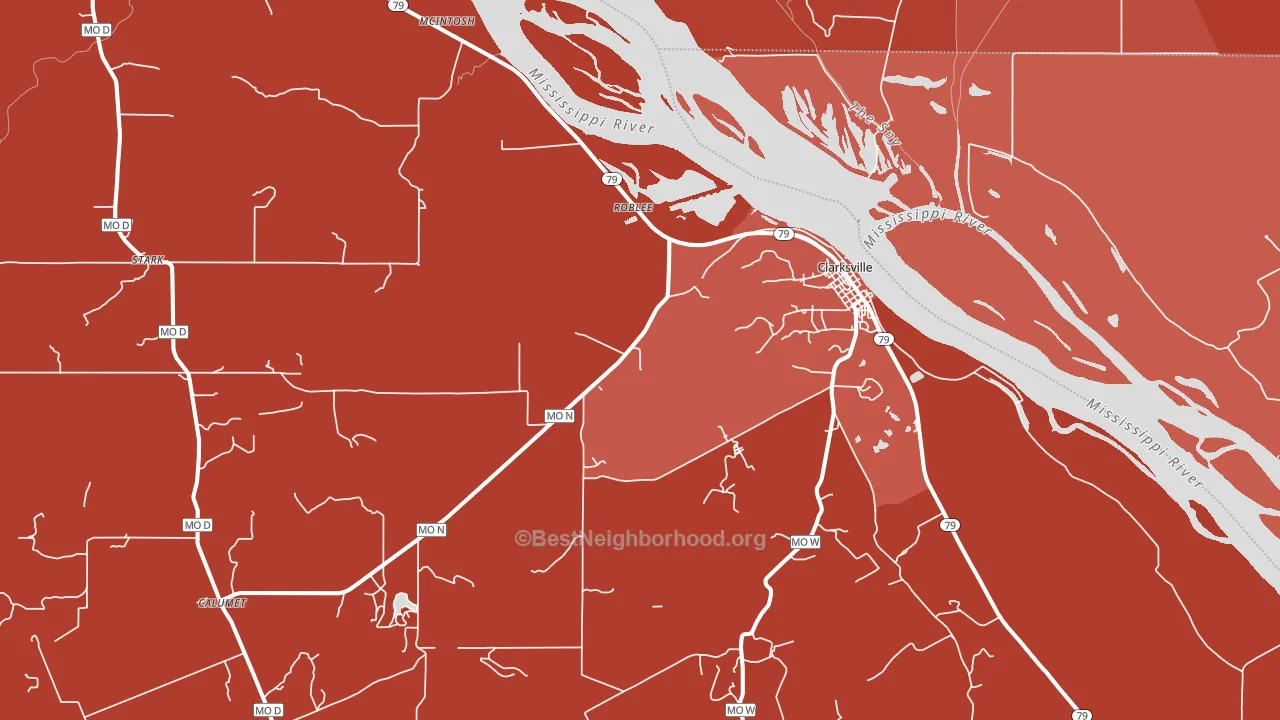 Clarksville, MO block-group political-lean map