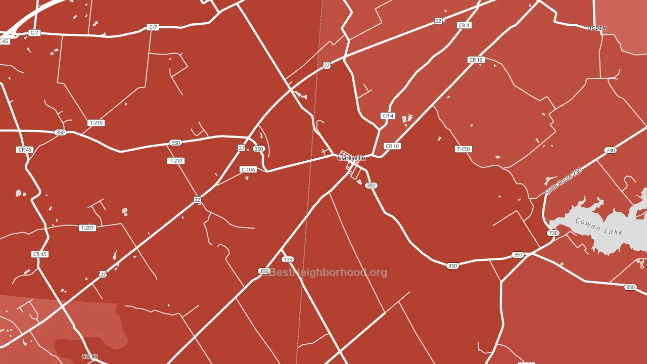 Clarksville, OH block-group political-lean map