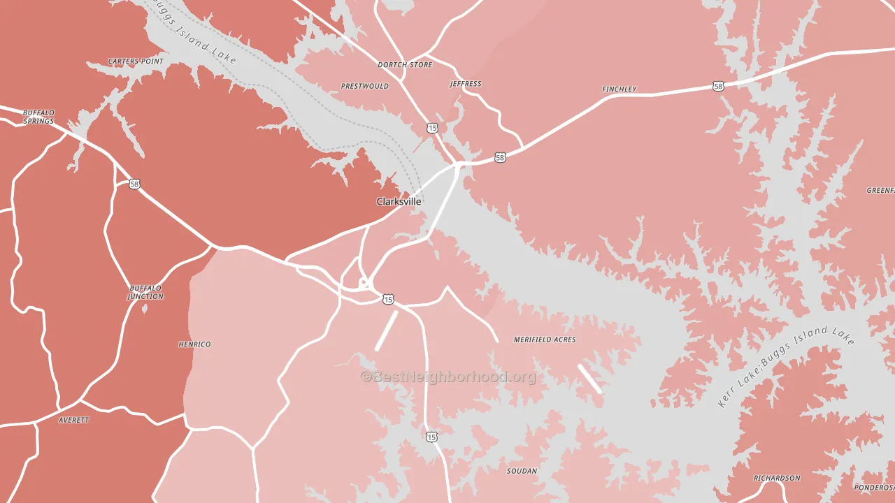 Clarksville, VA block-group political-lean map