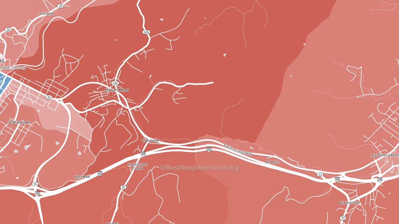 Clarysville, MD block-group political-lean map