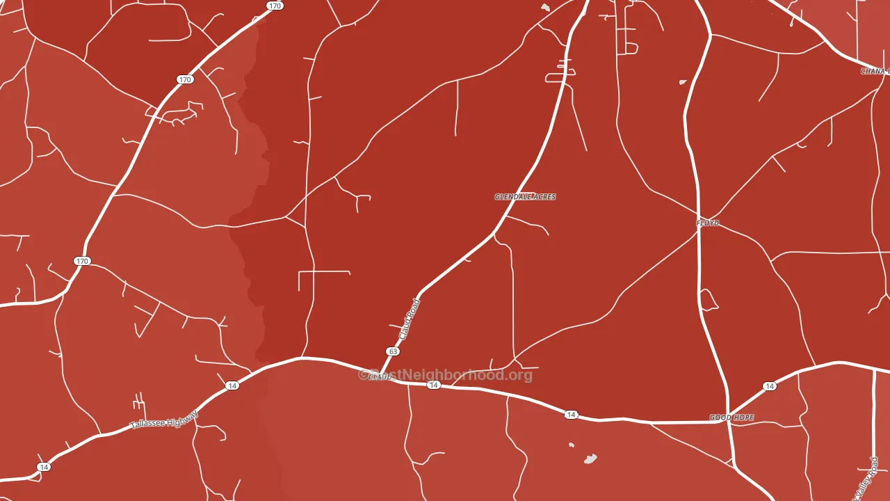 Claud, AL block-group political-lean map