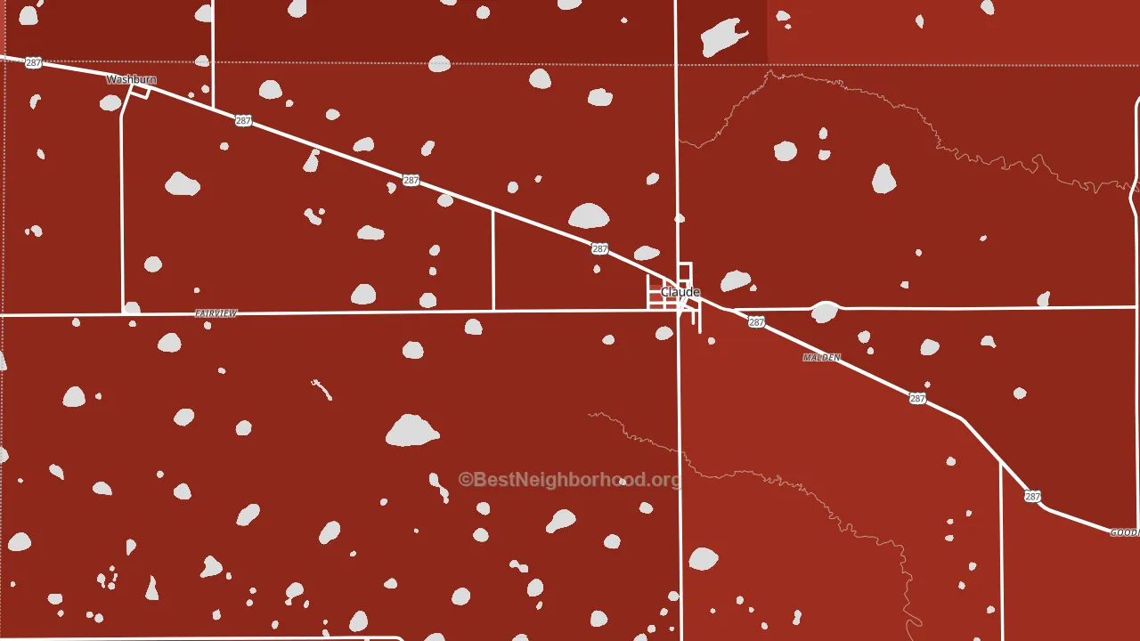 Claude, TX block-group political-lean map