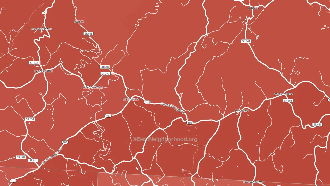 Claudville, VA block-group political-lean map