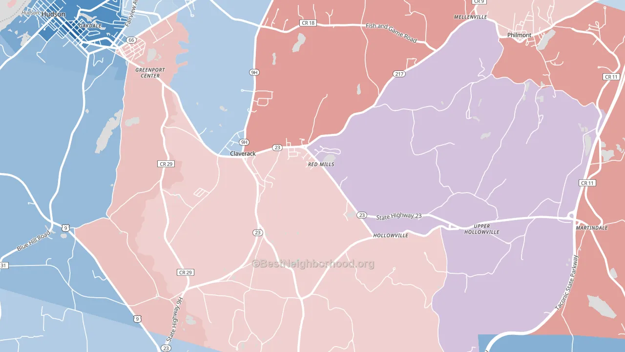 Claverack, NY block-group political-lean map