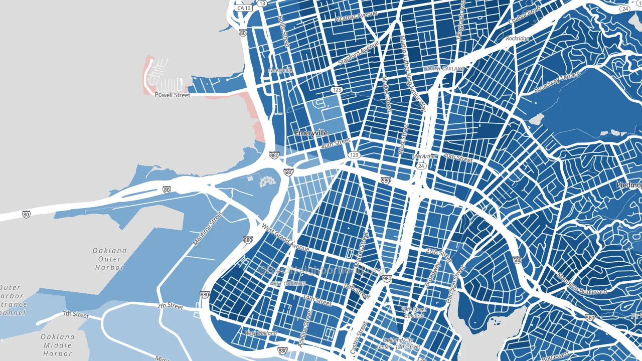 Clawson, Emeryville, CA block-group political-lean map